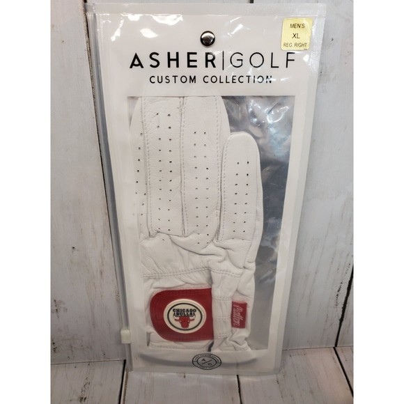ASHER NBA CABRETTA GOLF GLOVE, Chicago Bulls LOGO (Sz XL For Right Hand) - Picture 1 of 3